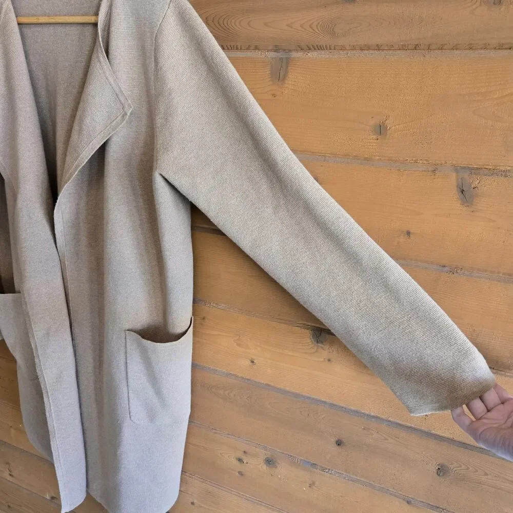 J. Crew Juliette Collarless Sweater Blazer Heathered Khaki Medium Cardigan Top - Picture 5 of 9